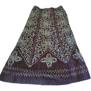 Soft Surroundings Maxi Skirt Cotton Embroidered  Coastal Boho western  Indie